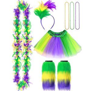 2542 8 Pcs Mardi Gras Costume Accessoriess Set, Includes